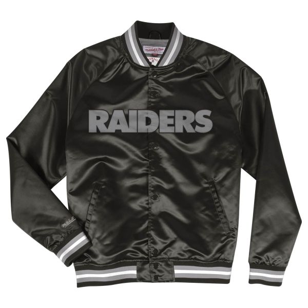 M&N Lightweight Satin Varsity Jacke - Oakland Raiders