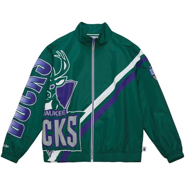 M&N Exploded Logo Warm Up Jacket Milwaukee Bucks