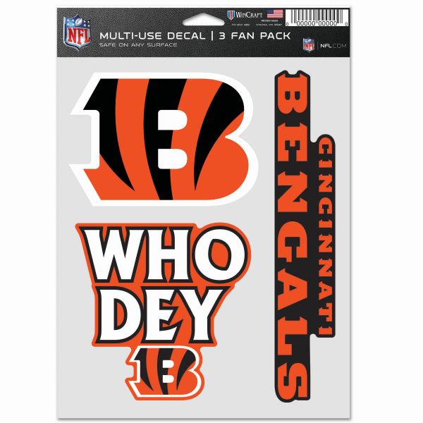 NFL Lot de 3 Autocollants 20x15cm - Cincinnati Bengals