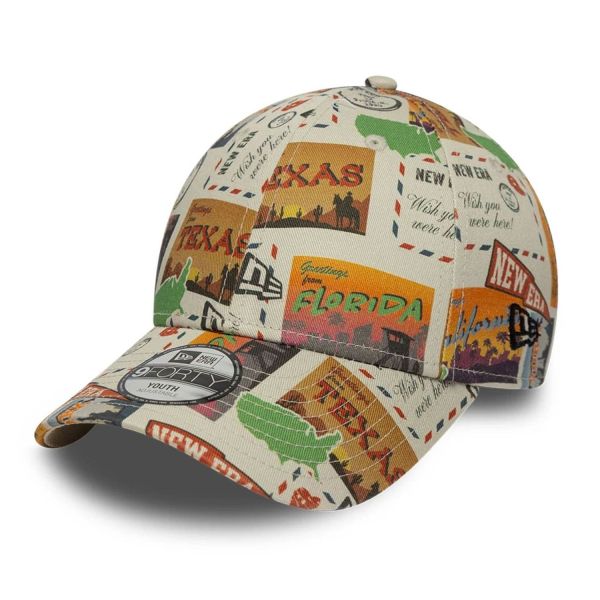 New Era 9Forty Kinder Cap - LOCATIONS PRINT beige
