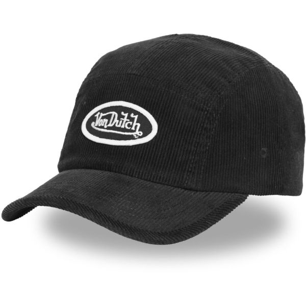 Von Dutch 5 Panel Cord Clip-Back Cap - LOGO PATCH schwarz
