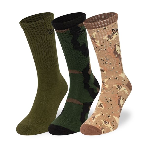 New Era Unisex Chaussettes - CAMO CREW 3-pack