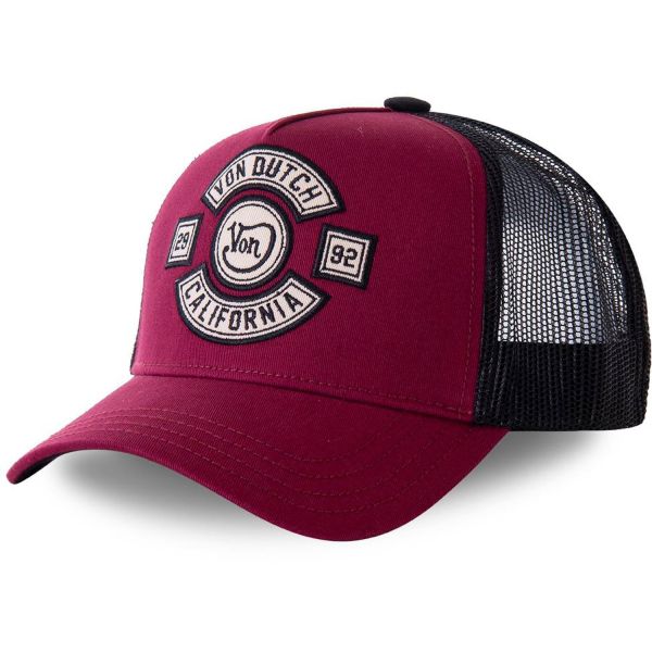 Von Dutch Trucker Mesh Snapback Cap - PATCHES bordeaux