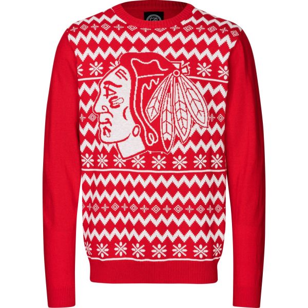 NFL Winter Ugly Sweater XMAS Knit Pullover Chicago Blackhawk