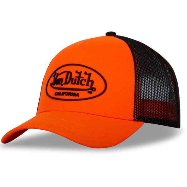 Von Dutch Trucker Mesh Snapback Cap - RUBBER PATCH orange
