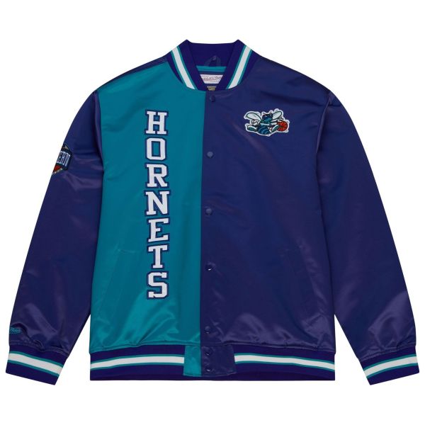 M&N Lightweight Satin Varsity Jacket - Charlotte Hornets