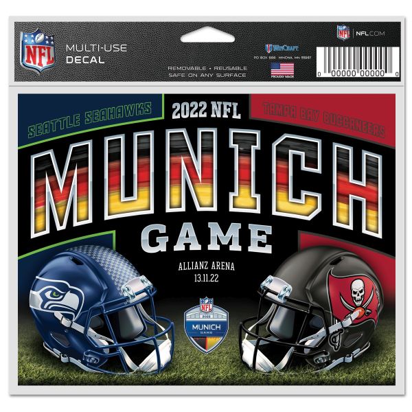 NFL MUNICH Duell Aufkleber 20x12cm Buccaneers Seahawks