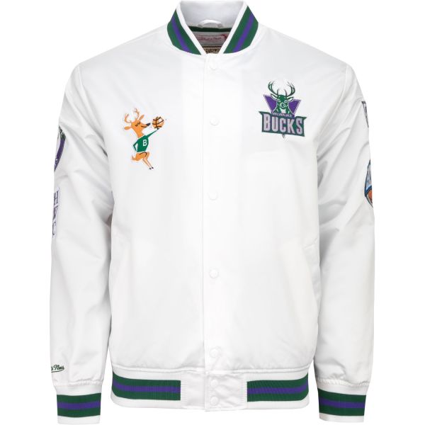 City Collection Lightweight Satin Jacke - Milwaukee Bucks