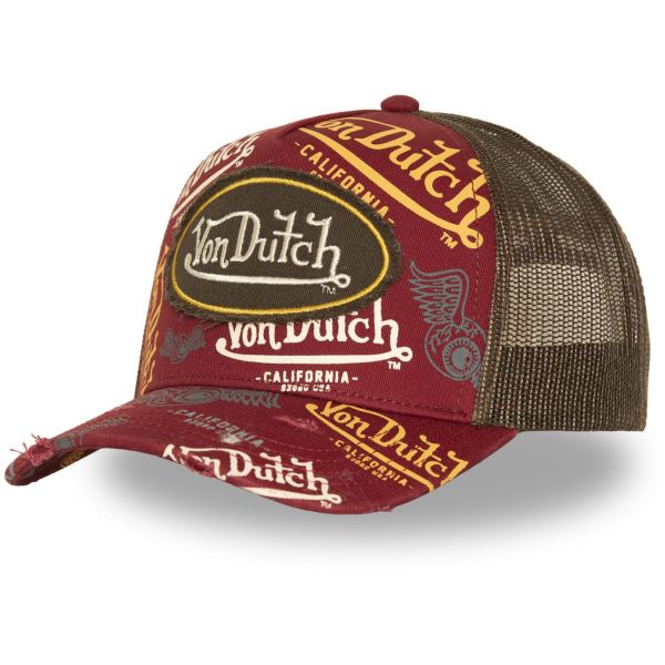 Von Dutch Trucker Mesh Snapback Cap - CAFE PATCH bordeaux