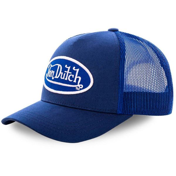 Von Dutch Trucker Mesh Snapback Cap - OVAL PATCH royal