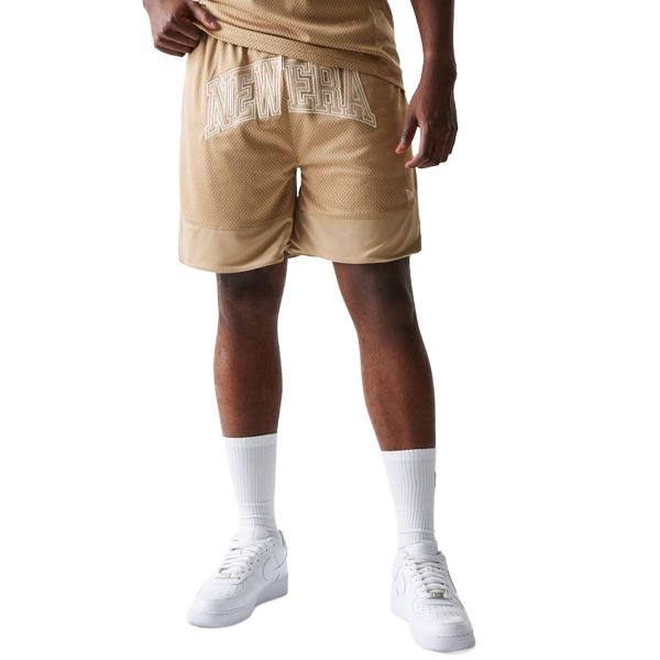 New Era Mesh Basketball Shorts camel beige