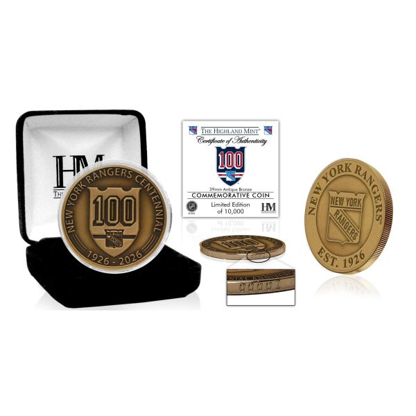 New York Rangers NHL 100th Anniversary Coin (39mm) Antique