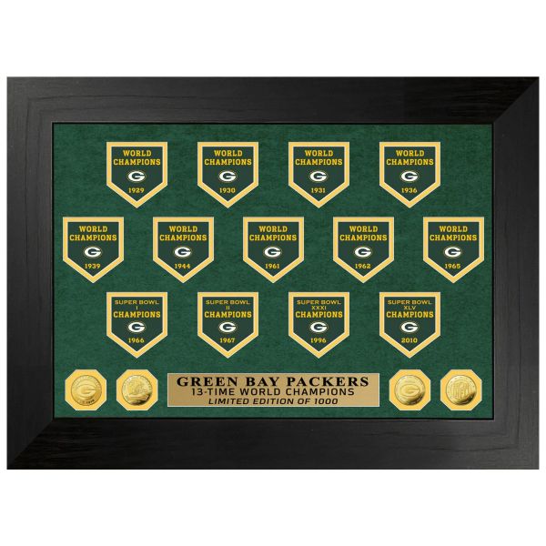Green Bay Packers 13x Champions Deluxe Banner Coin Mint