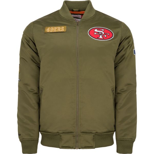 M&N Satin Bomber Jacket - PATCHES San Francisco 49ers