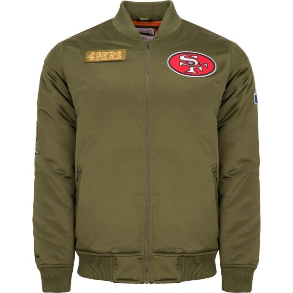 M&N Satin Bomber Veste - PATCHES San Francisco 49ers