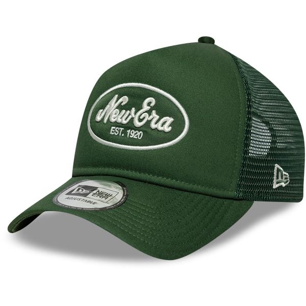 New Era Adjustable Trucker Cap - OVAL Brand Script forest
