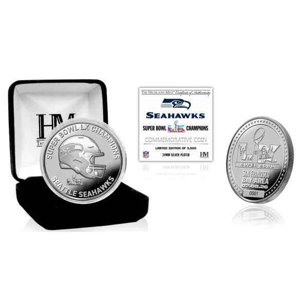 Seahawks Gold Super Bowl XL Champions Coin argent