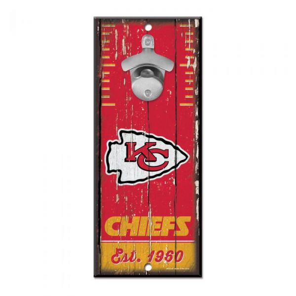 Wincraft BOTTLE OPENER Wood Sign - NFL Kansas City Chiefs