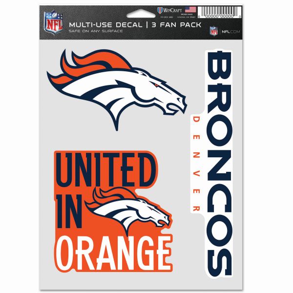 NFL Lot de 3 Autocollants 20x15cm - Denver Broncos