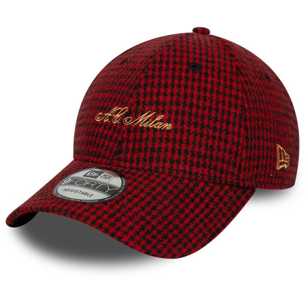 New Era 9Forty Strapback Cap - HOUNDSTOOTH AC MAILAND rot