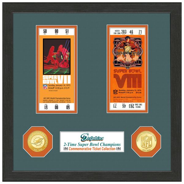 Miami Dolphins Super Bowl Championship Ticket Coin Frame