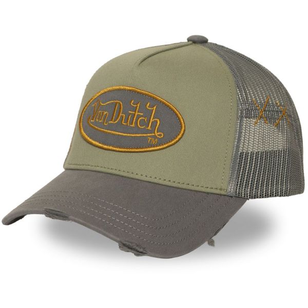 Von Dutch Trucker Mesh Snapback Cap - VINTAEG PATCH khaki
