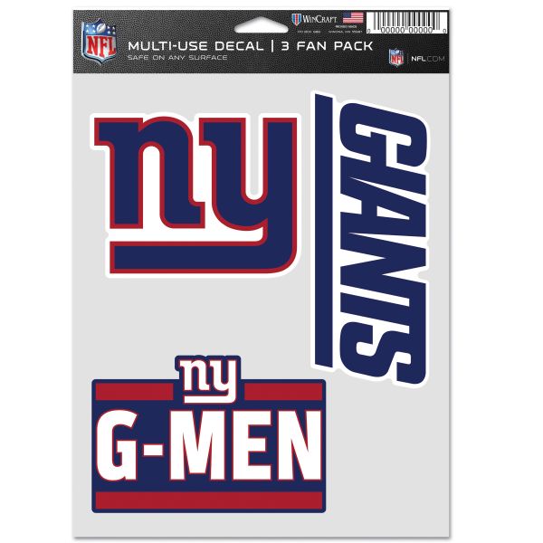 NFL Aufkleber Multi-Use 3er Set 20x15cm - New York Giants