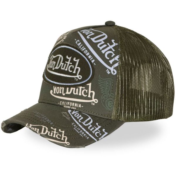 Von Dutch Trucker Mesh Snapback Cap - CAFE PATCH olive