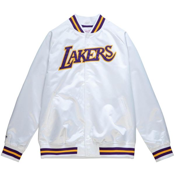 M&N Lightweight Satin Jacket - Los Angeles Lakers white