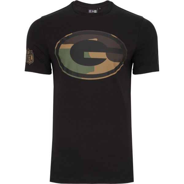 New Era Shirt - NFL Green Bay Packers noir / wood camo