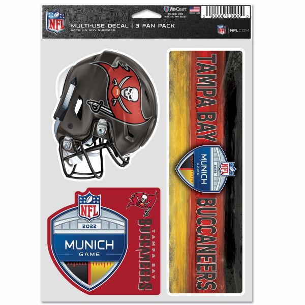 NFL MUNICH Aufkleber 3er Set 20x15cm - Tampa Bay Buccaneers