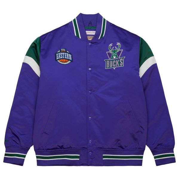 M&N Heavyweight Satin Veste NBA Milwaukee Bucks