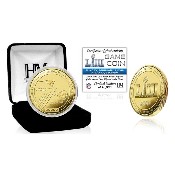 Super Bowl LIII NFL Gold Flip Game Coin Pièce (39mm) doré