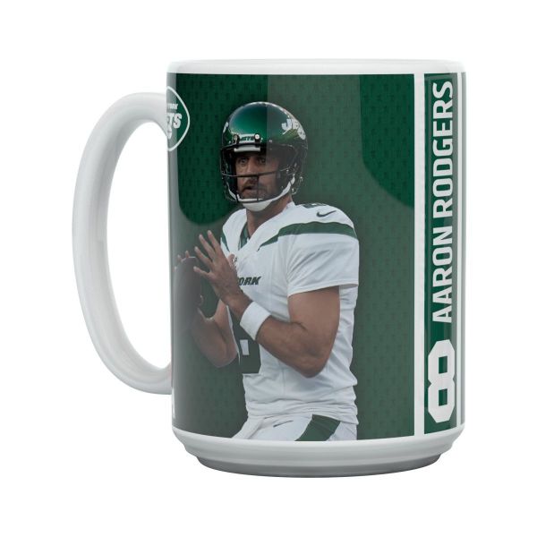 Aaron Rodgers MOTION New York Jets NFL 15oz Mug