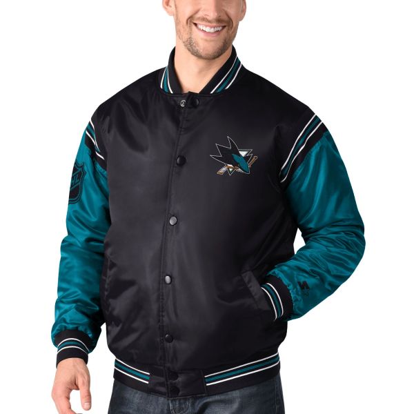 STARTER NHL San Jose Sharks ENFORCER Varsity Satin Jacke