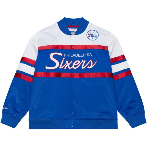 M&N Midweight Satin Varsity Jacket - Philadelphia 76ers