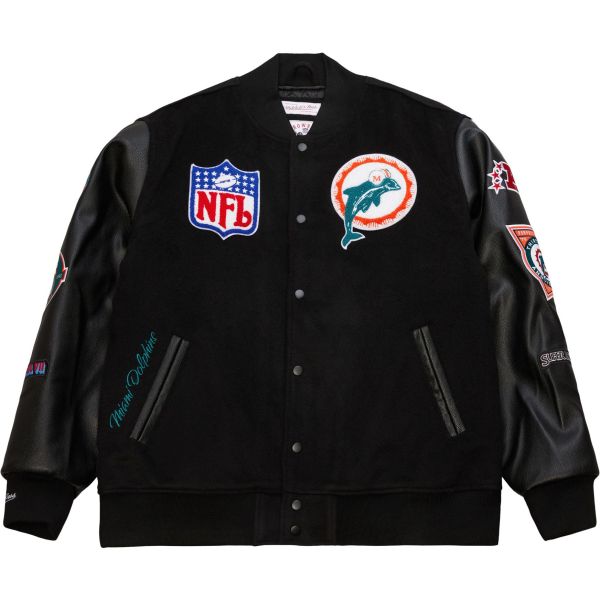 Mitchell & Ness Varsity Jacke BLACKOUT Miami Dolphins