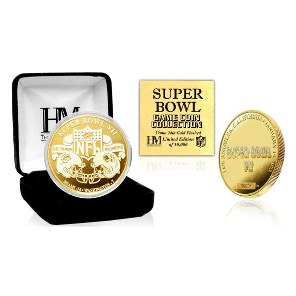 Super Bowl VII Gold Flip Coin NFL Münze 39mm, vergoldet