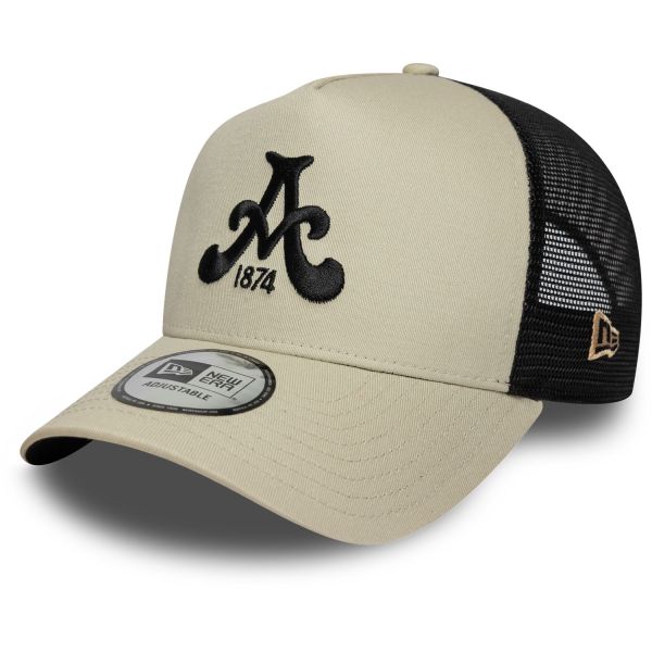New Era A-Frame Mesh Trucker Cap - Aston Villa stone beige