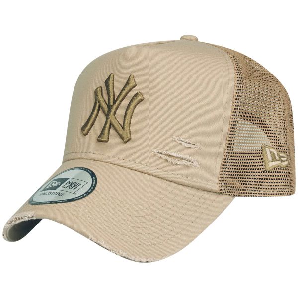 New Era Mesh Trucker Cap DISTRESSED New York Yankees camel