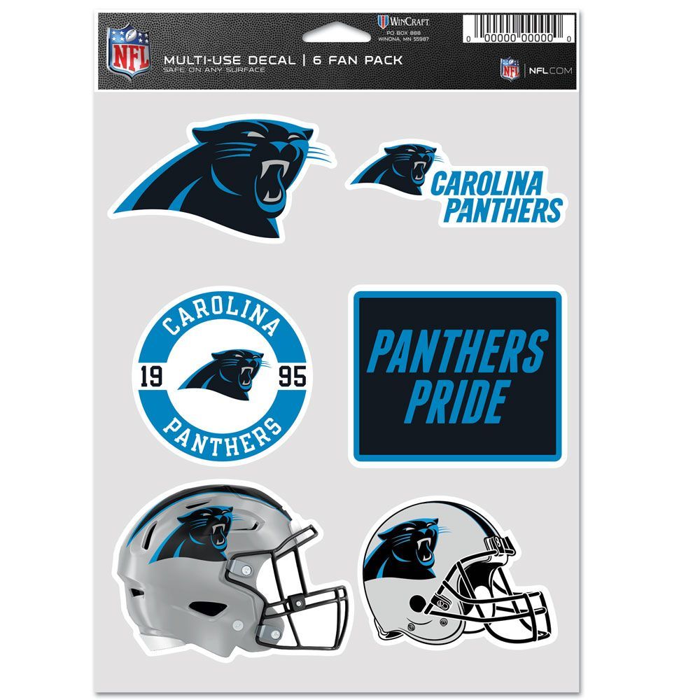 NFL Decal Sticker Multi Use 6 Set 19x14cm Carolina Panthers Stickers