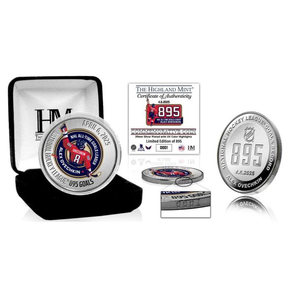 Alex Ovechkin 895 Goals Record Silber Gedenkmünze 39mm