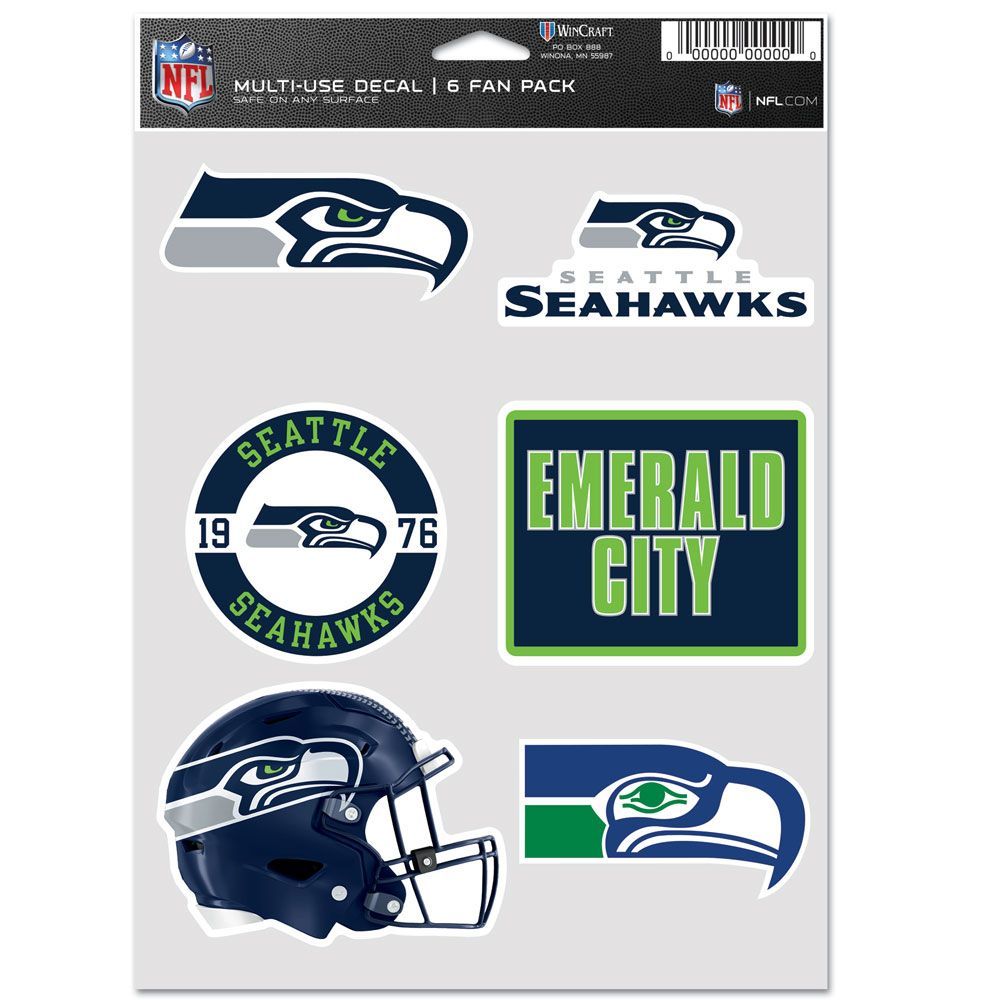 NFL Decal Sticker Multi Use 6 Set 19x14cm Seattle Seahawks Stickers
