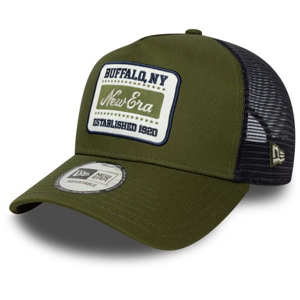 New Era A-Frame Mesh Trucker Cap - BRAND PATCH olive