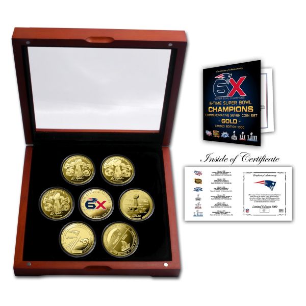 NFL New England Patriots Super Bowl Champions Gold Coin Set