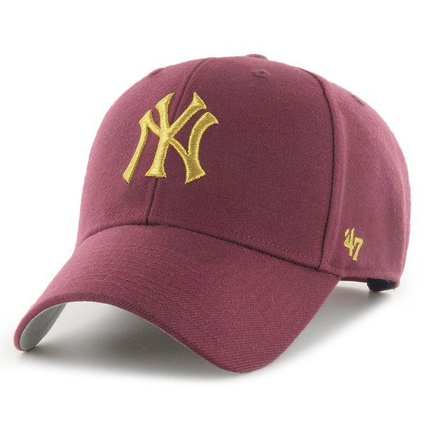 47 Brand Snapback Cap - MLB Metallic New York Yankees maroon