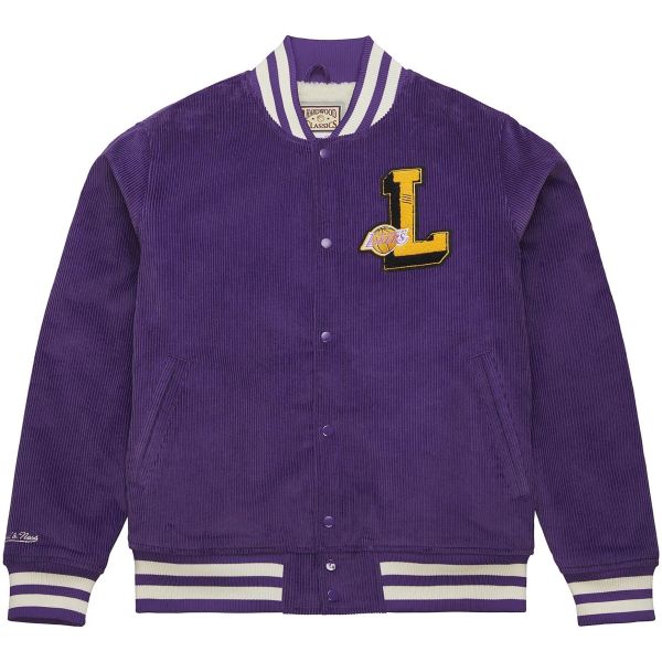 M&N Cord Sherpa Varsity College Jacket - Los Angeles Lakers