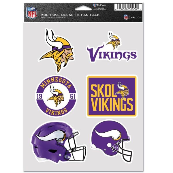 NFL Decal Sticker Multi Use 6 Set 19x14cm Minnesota Vikings