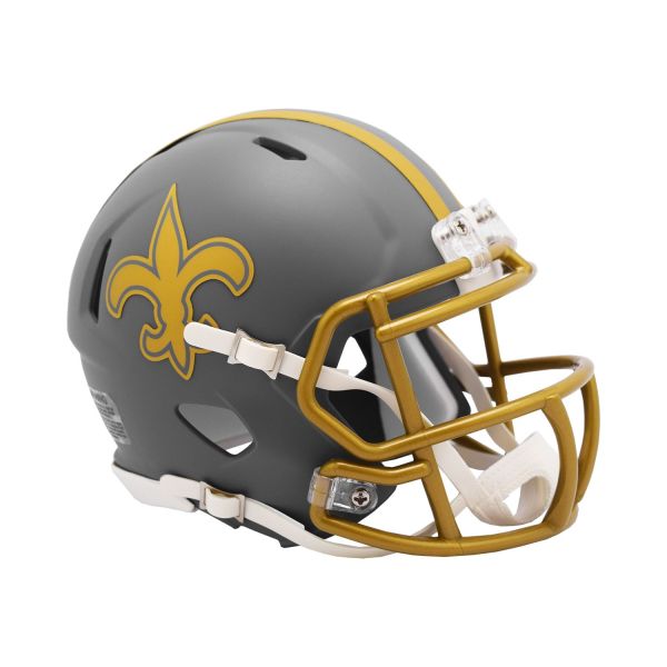 Riddell Speed Mini Football Helm - SLATE New Orleans Saints