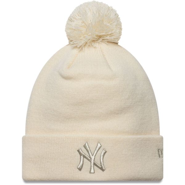 New Era Damen Bobble Wintermütze METALLIC NY Yankees beige